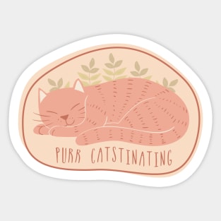 Purr Catstinating Sticker